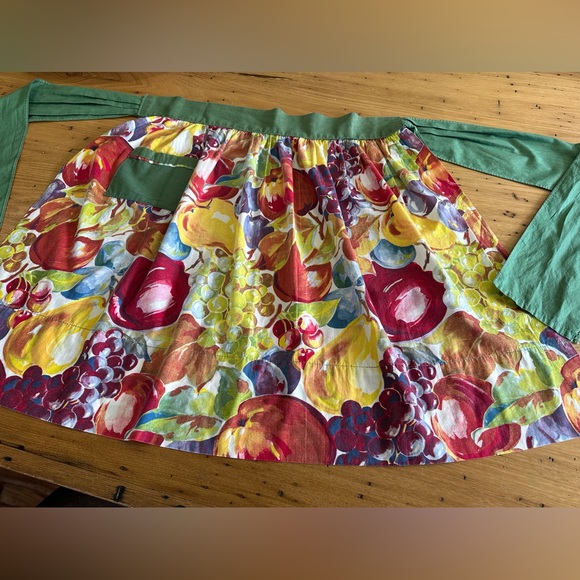 Vintage Fruit Half Apron Apple Grapes Pears Cherries Blueberries - Picture 4 of 6